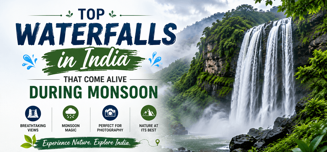Monsoon waterfalls in India