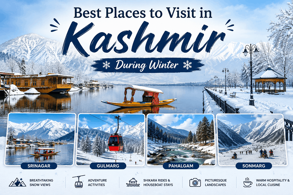 # Best Places to Visit in Kashmir During Winter Kashmir truly lives up to its title as **"Paradise on Earth,"** especially during the winter season. Blanketed in fresh snow, the region transforms into a breathtaking destination filled with frozen lakes, majestic mountains, and charming valleys. If you're searching for the **Best Places to Visit in Kashmir During Winter**, this guide will help you discover the top destinations while also helping you choose the best **Kashmir Tour Packages** for a memorable holiday. ## Srinagar – The Soul of Kashmir Srinagar is one of the most popular attractions included in almost every **Kashmir Tour Package**. During winter, Dal Lake offers spectacular views surrounded by snow-covered mountains. Enjoy a peaceful Shikara ride, stay in a traditional houseboat, visit the Mughal Gardens, and explore the local markets for authentic Kashmiri handicrafts, dry fruits, and traditional cuisine. Srinagar is a perfect destination for families, couples, and honeymooners. ## Gulmarg – A Paradise for Snow Lovers When talking about the **Best Places to Visit in Kashmir During Winter**, Gulmarg is impossible to miss. Famous for the Gulmarg Gondola, one of the world's highest cable cars, this destination is ideal for skiing, snowboarding, snowmobile rides, and enjoying fresh snowfall. Gulmarg attracts travelers from across India and abroad, making it one of the highlights of luxury and family **Kashmir Tour Packages**. ## Pahalgam – Nature at Its Best Pahalgam offers a peaceful escape surrounded by pine forests, rivers, and snow-covered mountains. Winter gives this beautiful valley a magical charm that's perfect for families and couples looking to relax away from busy tourist crowds. Horse riding, scenic walks, and photography are among the most popular activities here. ## Sonmarg – The Snowy Valley of Gold Sonmarg becomes a spectacular winter wonderland with snow-covered meadows and panoramic Himalayan views. Adventure lovers can enjoy sledging and short snow treks, while nature enthusiasts can simply admire the breathtaking landscapes. It's an excellent addition to any well-planned **Kashmir Tour Package**. ## Why Choose Kashmir Tour Packages? Booking professionally planned **Kashmir Tour Packages** makes your journey more comfortable and hassle-free. Instead of worrying about hotel reservations, transportation, sightseeing, and local travel, you can simply relax and enjoy your vacation. Whether you're planning a family holiday, honeymoon, group tour, or luxury vacation, a customized package helps you make the most of your time in Kashmir. ## Book Your Kashmir Tour with Elite Travel India At **Elite Travel India**, we specialize in customized **Kashmir Tour Packages** designed for families, couples, honeymooners, and corporate groups. Our experienced travel experts create personalized itineraries covering Srinagar, Gulmarg, Pahalgam, Sonmarg, and other popular destinations while ensuring comfortable accommodations, reliable transportation, and guided sightseeing. Whether you're dreaming of watching snowfall in Gulmarg, enjoying a Shikara ride on Dal Lake, or exploring Kashmir's breathtaking valleys, **Elite Travel India** has the perfect travel solution for you. Explore our exclusive **Kashmir Tour Packages** and let us help you create unforgettable winter memories with your loved ones.